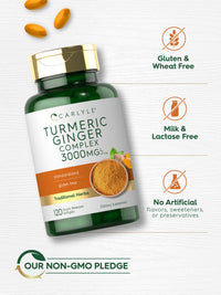 Thumbnail for Carlyle Turmeric and Ginger Supplement | 120 Softgel Capsules | Turmeric Curcumin Complex | with Black Pepper Extract | Non-GMO, Gluten Free