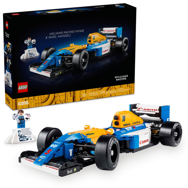 LEGO Icons Williams Racing FW14B & Nigel Mansell F1 Model Car Kit - Building Set for Adults, Ages 18+ - F1 DIY Craft for Display - Gifts for Birthdays - 10353