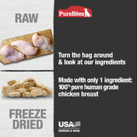 Thumbnail for PureBites Chicken Breast Freeze Dried Dog Treats, 1 Ingredient, Made in USA, 11.6oz