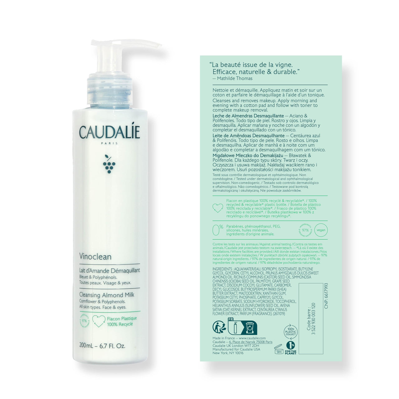 Caudalie Vinoclean Gentle Cleansing Almond Milk - 200 mL