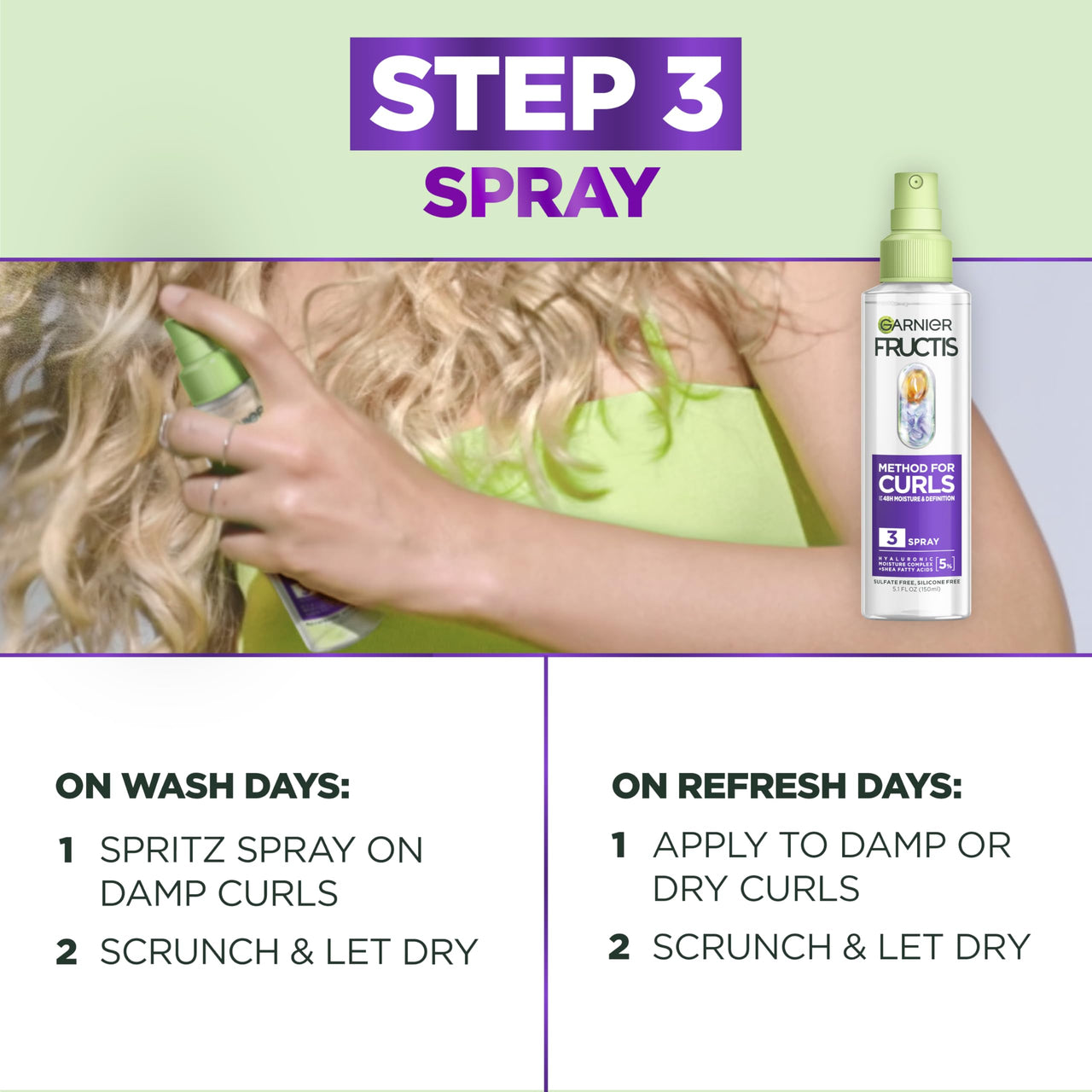 Garnier Fructis Method for Curls Moisture Filling Hair Mask for Curly Hair with up to 13% Hyaluronic Moisture Complex, Designed and Tested for 2C to 4C Curls and Coils, 12.5 fl oz