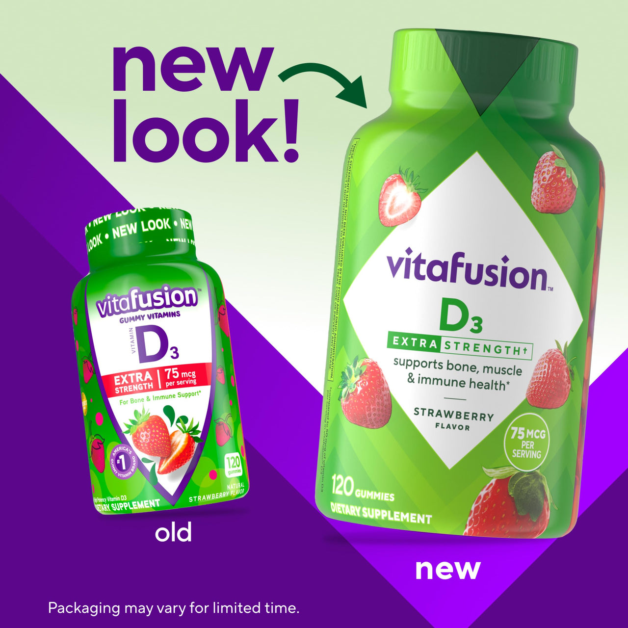 vitafusion Extra Strength Vitamin D3 Gummy, Strawberry Flavored Bone and Immune System Support (1) 120 Count