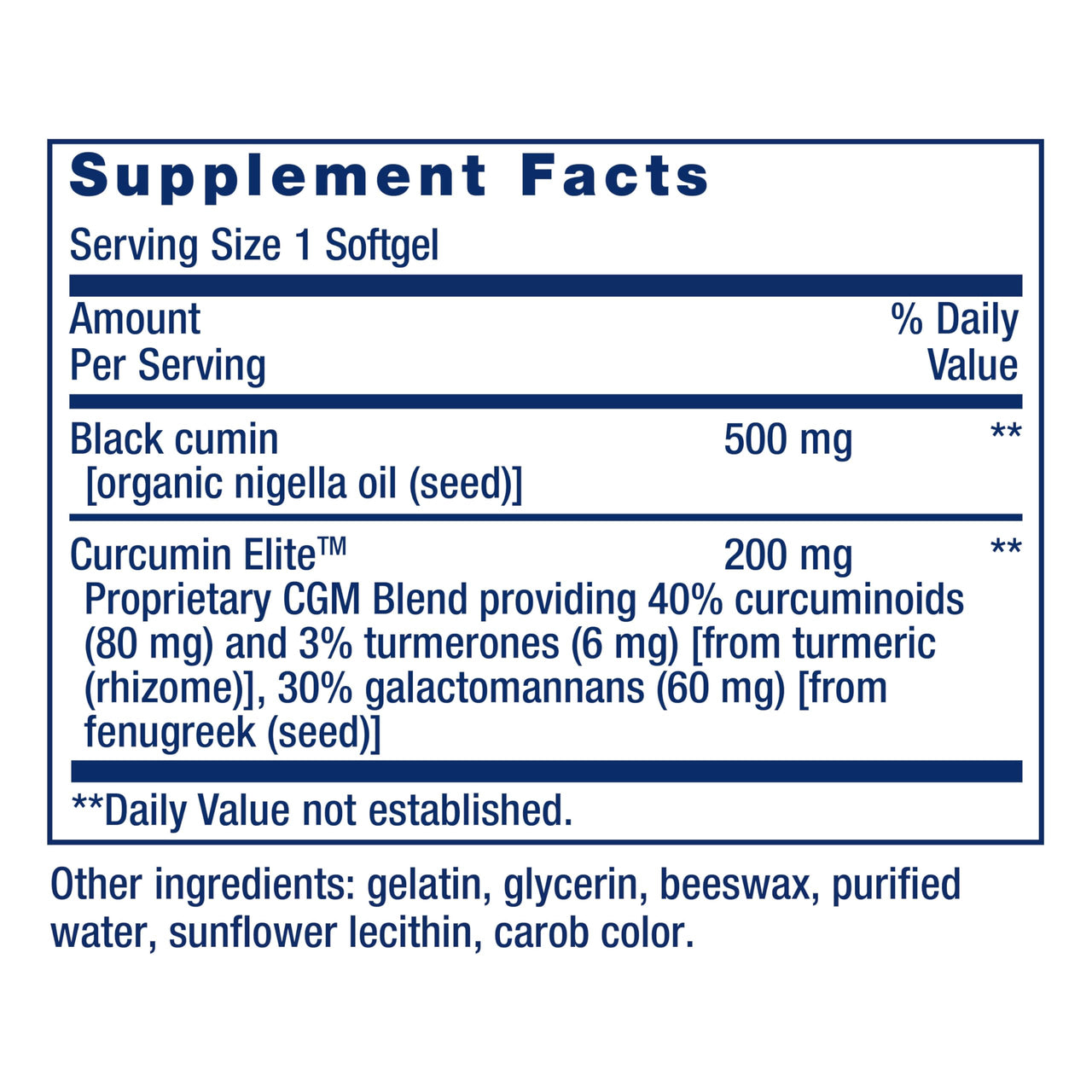 Life Extension Black Cumin Seed Oil and Curcumin Elite, Black Cumin, Turmeric Extract, Immune Health Support, high bioavailability, Whole-Body Health, Gluten Free, Non-GMO, 60 softgels