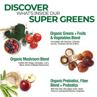 Thumbnail for Country Farms Organic Super Greens Natural Flavor, 50 Organic Super Foods, Packed with Fiber, USDA Organic Drink Mix, Fruits, Vegetables, Mushrooms & Probiotics, Supports Energy, 6g Fiber
