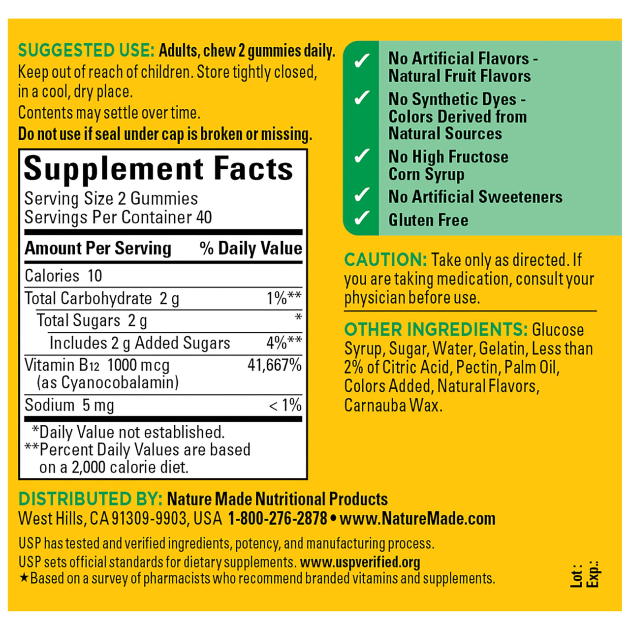 Nature Made Vitamin B12 Gummies 1000 mcg per serving, Dietary Supplement for Energy Metabolism Support, B12 Vitamins, 80 Gummy Vitamins, 40 Day Supply