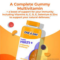 Thumbnail for ONE A DAY Teen Multi+ Immunity Defense Vitamins, Multivitamin Gummies With Boost of Immunity Support with Vitamins A, C, D, E, Selenium & Zinc, 120 Count