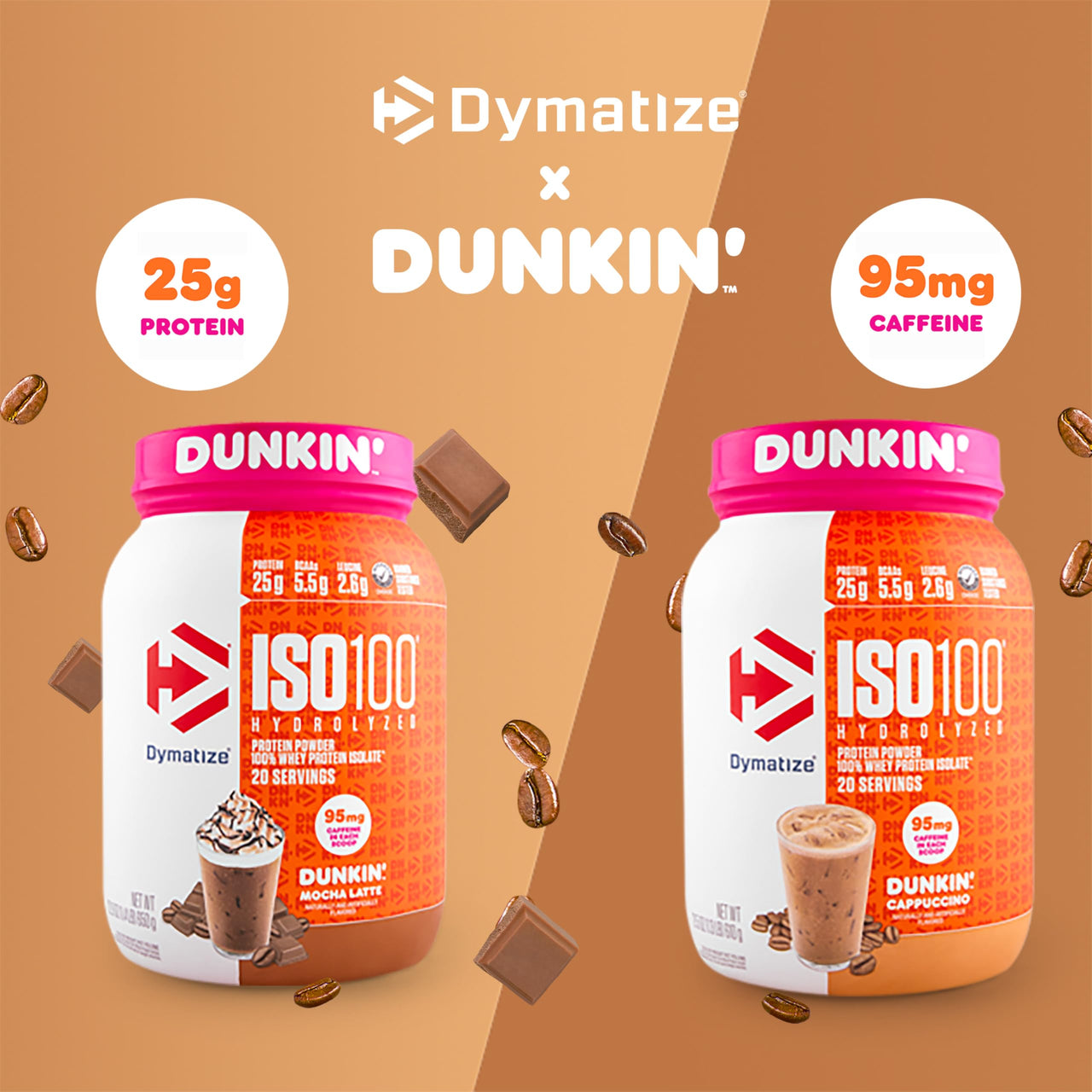 Dymatize ISO100 Protein Powder +Energy, 100% Whey Isolate, Mocha Latte