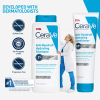 Thumbnail for CeraVe Hydrating Anti Dandruff Shampoo, 1% Pyrithione Zinc Dandruff Treatment With Ceramides, Niacinamide, Hyaluronic Acid, Eliminate Flake,Provides Itchy Scalp Relief, Sulfate-Free, 12 Oz (Pack of 2)