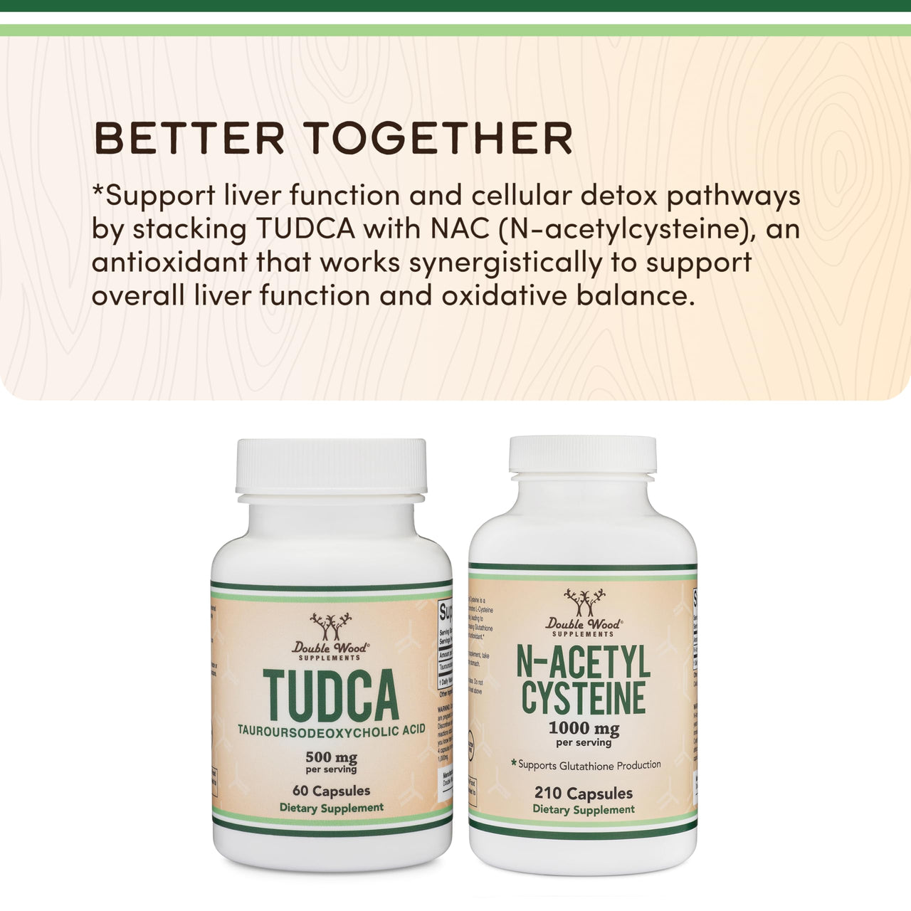 TUDCA Bile Salts Liver Support Supplement, 500mg Servings, Liver and Gallbladder Cleanse Supplement (60 Capsules, 250mg) Genuine Bile Acid TUDCA with Strong Bitter Taste by Double Wood