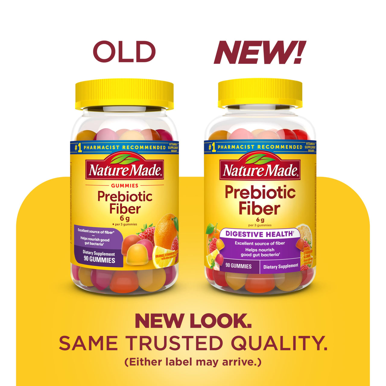 Nature Made Prebiotic Fiber Gummies for Adults and Kids, Fiber Supplement for Digestive System Support, 90 Gummies