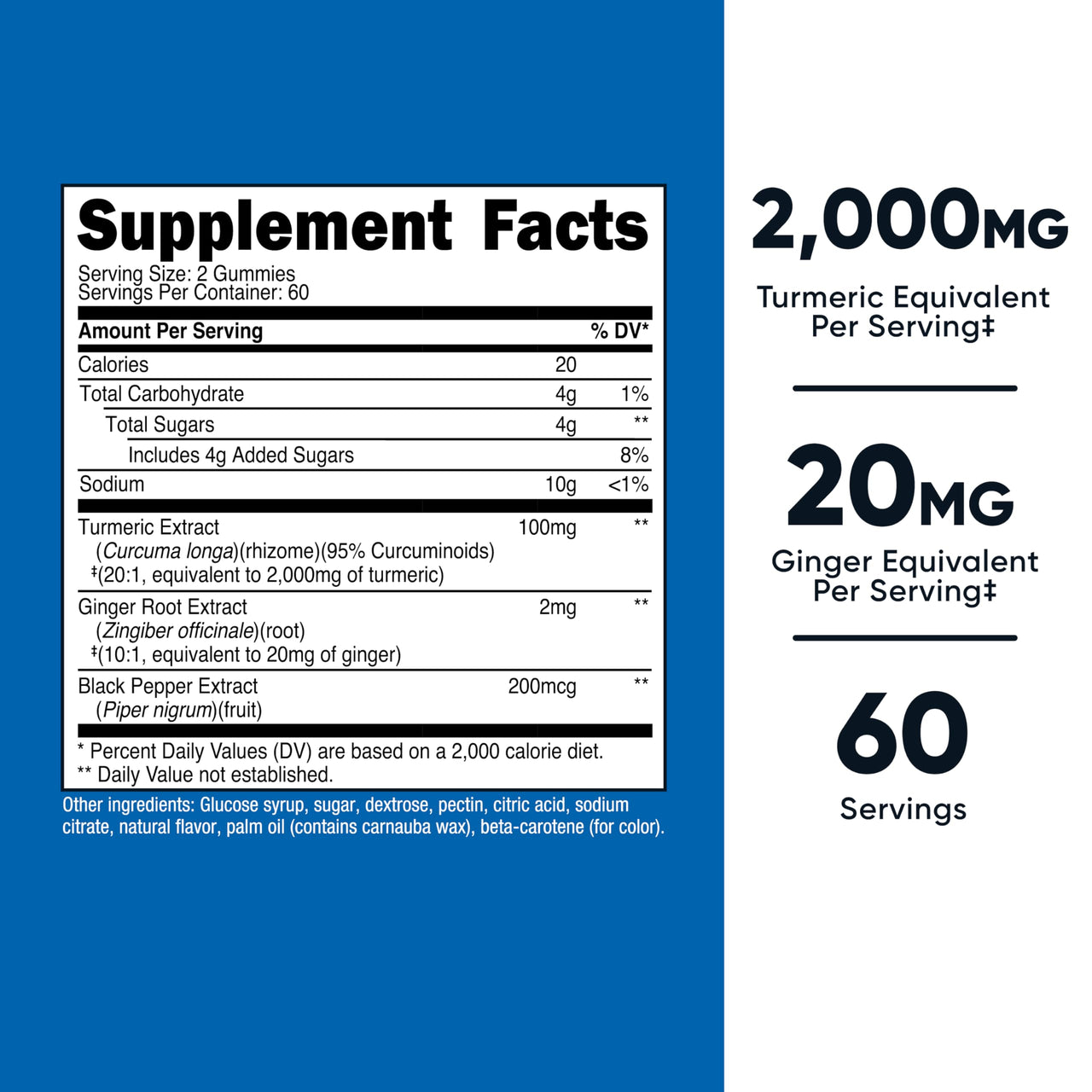 Nutricost Turmeric Gummies 2,000mg Tumeric per Serving (120 Gummies) - 60 Servings