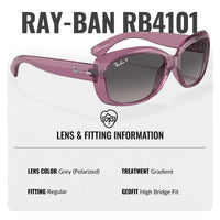Thumbnail for Ray-Ban RB4101 JACKIE OHH TRANSPARENT POLARIZED Butterfly Shaped Sunglasses for Men & Women – Includes Official Rayban Eyewear Kit – Ideal Formal & Casual Wear Sunglasses – Grey Gradient Lens