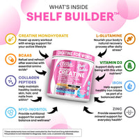 Thumbnail for Creatine for Women | Creatine Monohydrate + BCAA Powder Myo-Inositol Collagen Biotin Hyaluronic Acid Folate L Glutamine Vitamin D3 Iron Zinc D-Chiro-Maca Digestion Shelf Builder by Clean Nutra