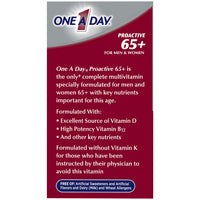 Thumbnail for ONE A DAY Proactive 65+, Mens & Womens Multivitamin, Supplement with Vitamin_A, Vitamin_C, Vitamin_D, and Zinc for Immune Health Support*, Calcium, Folic Acid & More, Tablet, 150 Count (Pack of 2)