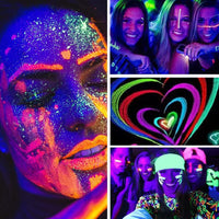Thumbnail for MEICOLY Neon Face Paint,UV Blacklight Glow Face Paint,8 Bright Colors Neon Fluorescent Rave Body Paint Palette,Water Activated Eyeliner,Water Based Glow In The Dark Halloween Washable for Kids Adults