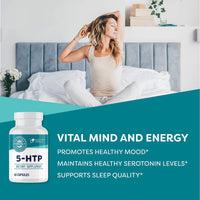 Thumbnail for Vimergy 5-HTP Capsules– Clean Formula Supporting a Healthy Mood, Better Sleep and May Enhance Serotonin Levels.* Kosher and Vegan. – (60 ct.)