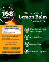 Thumbnail for Herb Pharm Certified Organic Lemon Balm Liquid Extract for Calming Nervous System Support, Alcohol-Free Glycerite, 4 Ounce