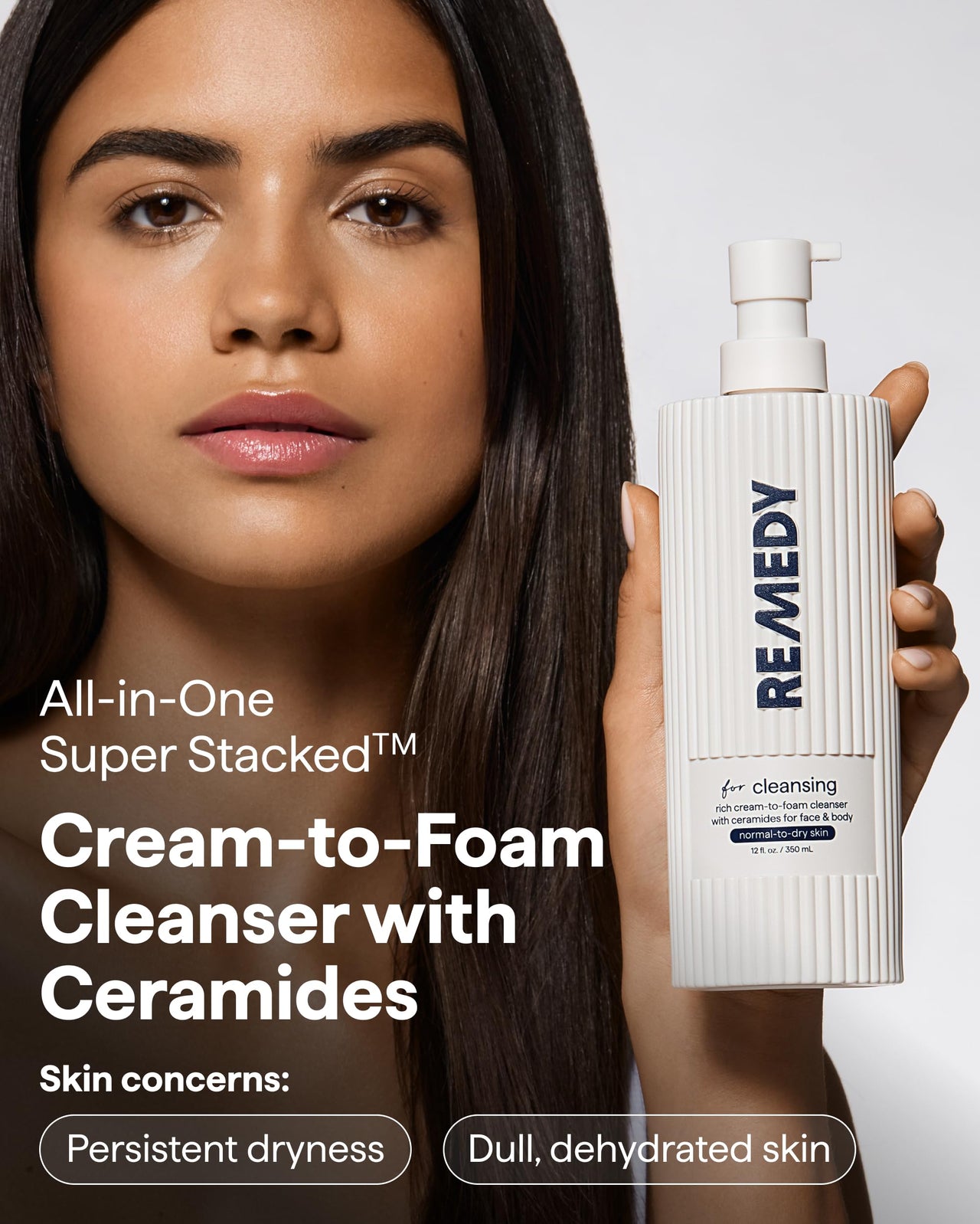 Remedy for Rich Cream Cleansing | Cream-to-Foam Face Wash with Ceramides, Glycerin and Panthenol | Hydrating Cleanser for Normal to Dry Skin | By Dermatologist Dr. Shah, 12 fl. Oz