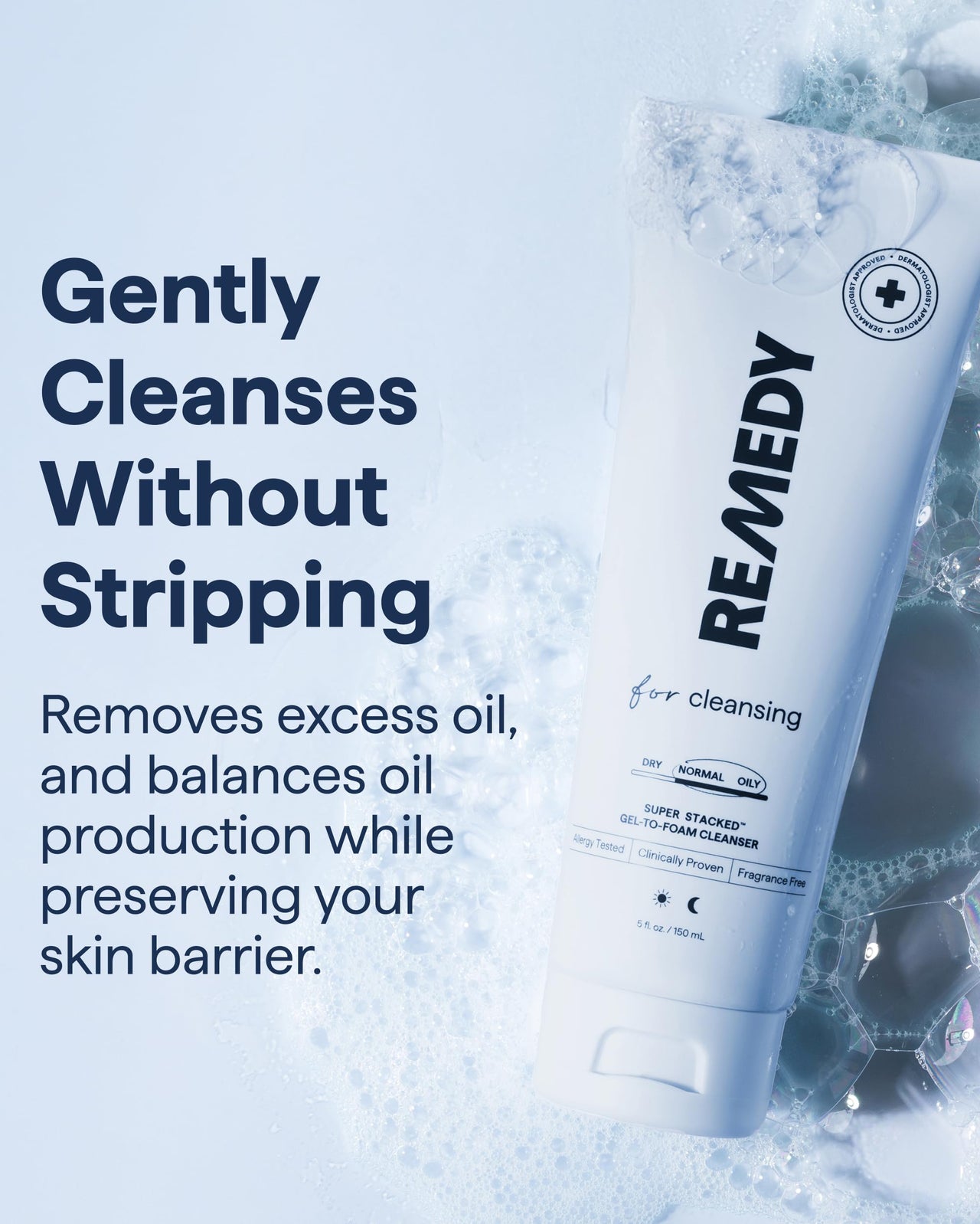 Remedy for Lightweight Cleansing | Gel to Foam Cleanser for Normal to Oily Skin | 0.5% Salicylic Acid, Ceramide NP, Niacinamide, Green Tea | By Dermatologist Dr. Shah, 5 fl. Oz