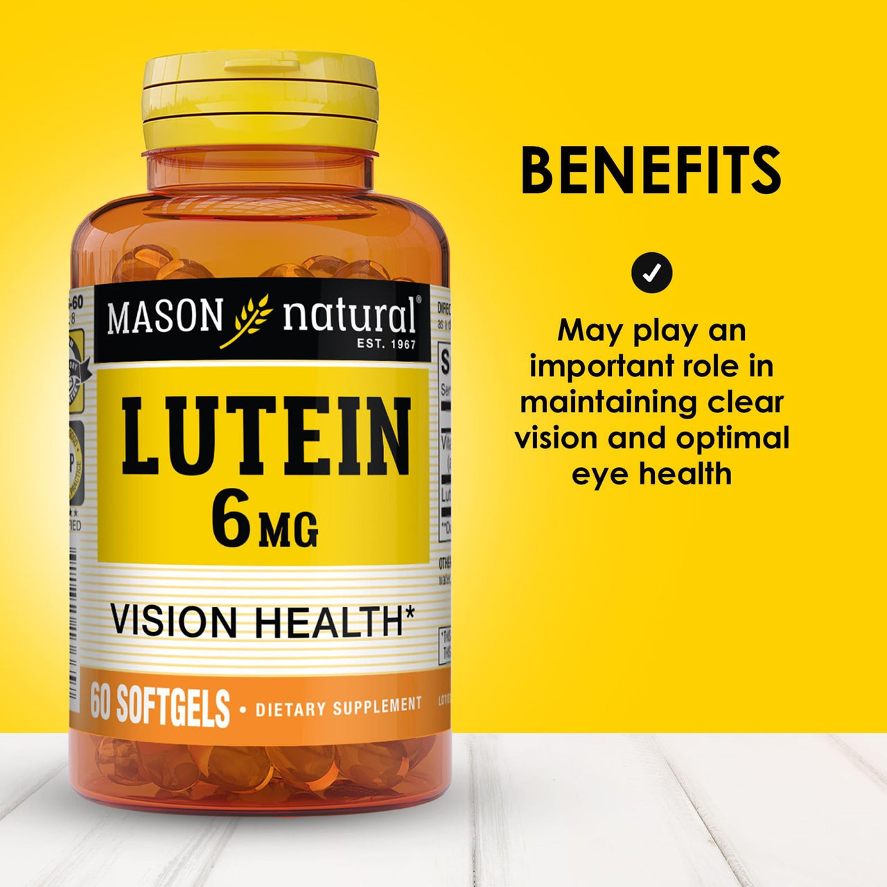 Mason Natural Lutein 6 mg with Vitamin E, 2 Month Supply, Healthy Vision & Eye Function, Supports Normal Eye Health