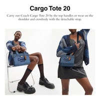 Thumbnail for COACH Womens Cargo Tote Bag 20, Indigo, OS