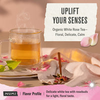 Thumbnail for Numi Organic White Rose Tea, 16 Tea Bags, White Tea & Fragrant Rosebuds, Low Caffeine