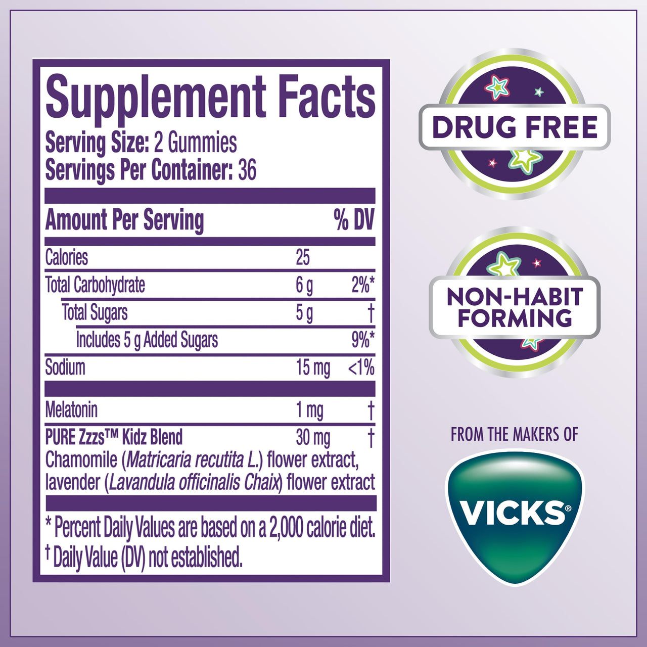 PURE Zzzs Kidz, Kids Melatonin Gummy, Sleep Aid, Low Amount of Melatonin for Kids, with Chamomile and Lavender, Melatonin 1 mg, Melatonin Gummies Kids, Berry Flavored, 72 Sleep Gummies