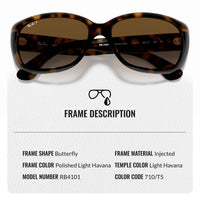 Thumbnail for Ray-Ban RB4101 Jackie Ohh Polarized Butterfly Shape Sunglasses With Eyewear Kit Bundle - High Bridge Fit - Ideal Formal and Casual Eyewear - Beach Sunglasses