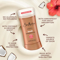 Thumbnail for SheaMoisture Deodorant Stick 72h Odor Control Coconut & Hibiscus Fresh Aluminum Free 2.6 oz