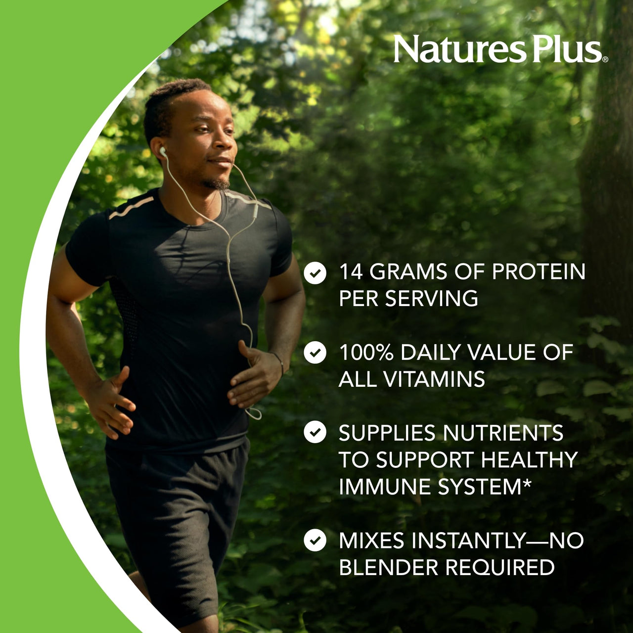 NaturesPlus SPIRU-TEIN, Vanilla - 4 lbs - Plant-Based Protein Shake - Non-GMO, Vegetarian, Gluten Free - 60 Servings