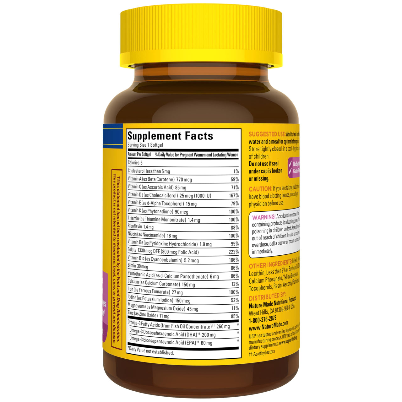 Nature Made Prenatal Vitamins for Women with Folic Acid + DHA, Prenatal Vitamin and Mineral Supplement for Daily Nutritional Support, 60 Softgels, 60 Day Supply