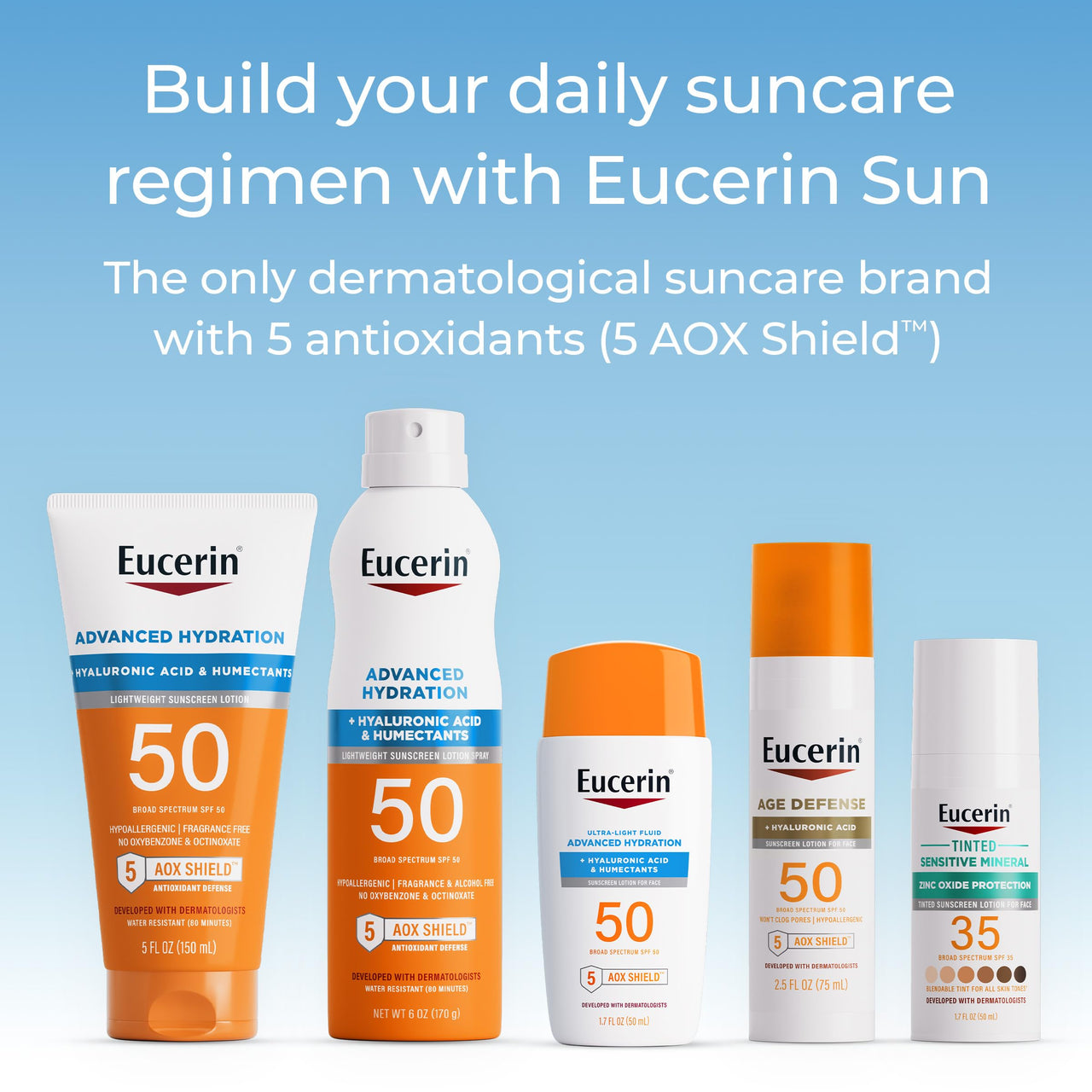 Eucerin Sun Sensitive Mineral Sunscreen Lotion SPF 50 with Zinc Oxide Protection, Hypoallergenic Sunscreen for Sensitive Skin, Oxybenzone and Octinoxate Free, 4 Fl Oz Tube