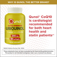 Thumbnail for Qunol 200mg Ubiquinol, Powerful Antioxidant for Heart and Vascular Health, Essential for energy production, Natural Supplement Active Form of CoQ10, 60 Count