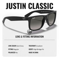 Thumbnail for Ray-Ban RB4165 JUSTIN Classic Square Shape Sunglasses With Eyewear Kit Bundle - High Bridge Fit - Ideal Formal and Casual Wear Square Sunglasses