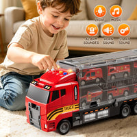 Thumbnail for XINNOVEL Carrier Truck Toddlers Toys for 3 4 5 6 7 Years Old Boys, Toy Truck Transport Car & Die-Cast Car and Play Mat, Fire Toys Birthday Gifts for Kids 3 4 5 6 7 8+ Years Old Boys Girls