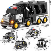Thumbnail for JUKUDAHU Police Truck Toy for 3 4 5 6 Years Old Boys - Carrier Vehicle Toy Set with 3 Small Cars and 1 Helicopter, Kids Firction Powered Car for Age 3-9, Gifts for Boys and Girls
