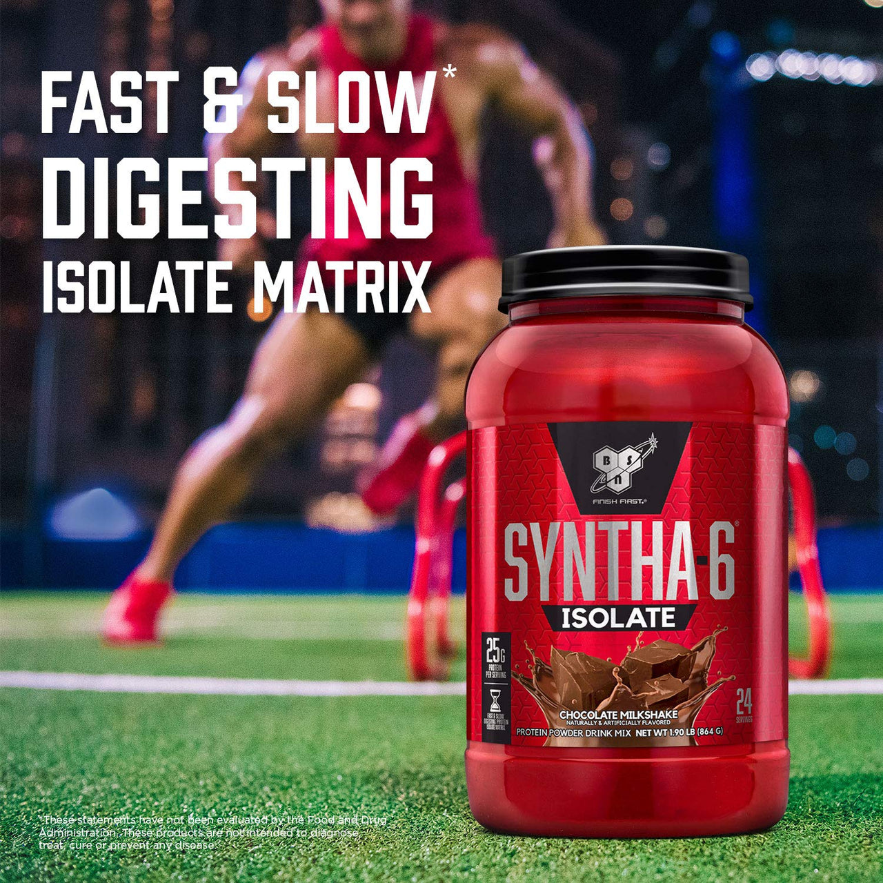 BSN SYNTHA-6 Isolate, Vanilla Post Workout Protein Powder for Muscle Gain, Whey Protein Isolate, Milk Protein Isolate, Essential Amino Acids, Vanilla Ice Cream, 4.02 Pounds, 48 Servings