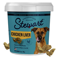 Thumbnail for Stewart 100% Chicken Liver Dog Treats, 3 oz Tub, ~55 Pieces, Freeze Dried Raw, Single Ingredient, 60% Protein Training Treats or Meal Topper, Grain Free, Gluten Free