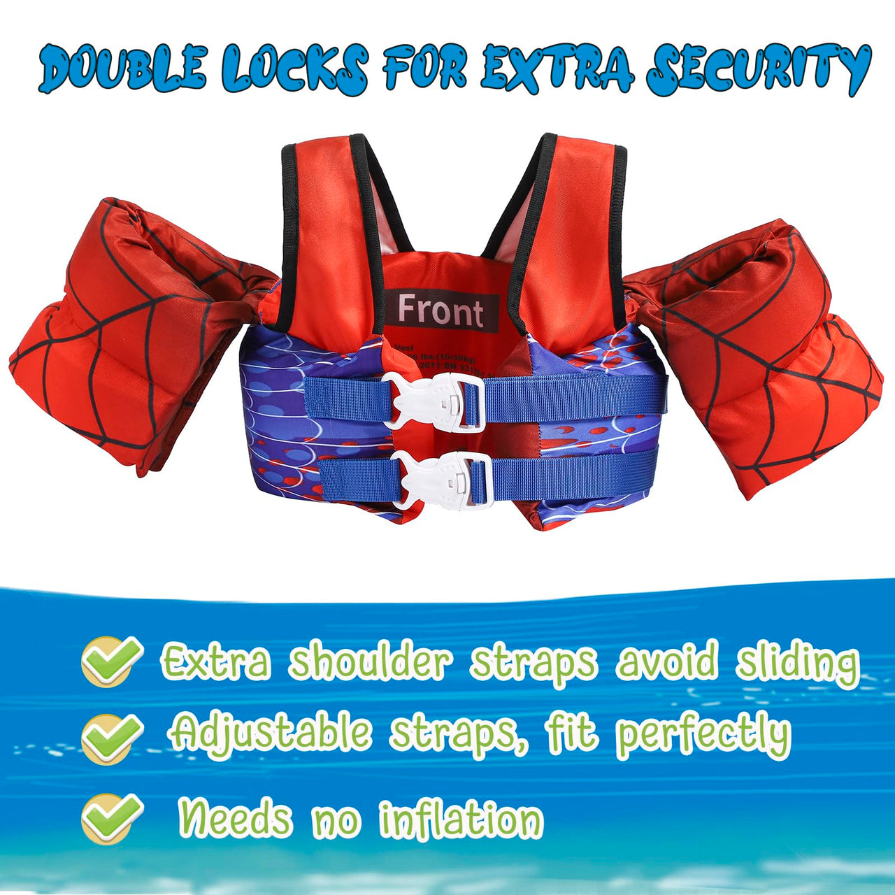 Toddler Floaties Kids Swim Vest for 22-66 Pounds Boys & Girls, Baby Swim Float Vest for Pool with Shoulder Harness Arm Wings, for Kids 2 3 4 5 6 7 Years Old Baby