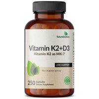 Thumbnail for Futurebiotics Vitamin K2 (MK7) with D3 Supplement - Non-GMO Formula - 5000 IU Vitamin D3 & 90 mcg Vitamin K2 MK-7, 250 Vegetarian Capsules