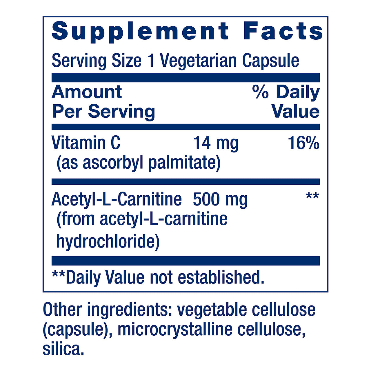 Life Extension Acetyl-L-Carnitine, Acetyl-L-Carnitine, Vitamin C, Brain, Mood & Nerve Health, Cellular Energy, 3-Month Supply, Gluten-Free, Non-GMO, Vegetarian, 100 Capsules