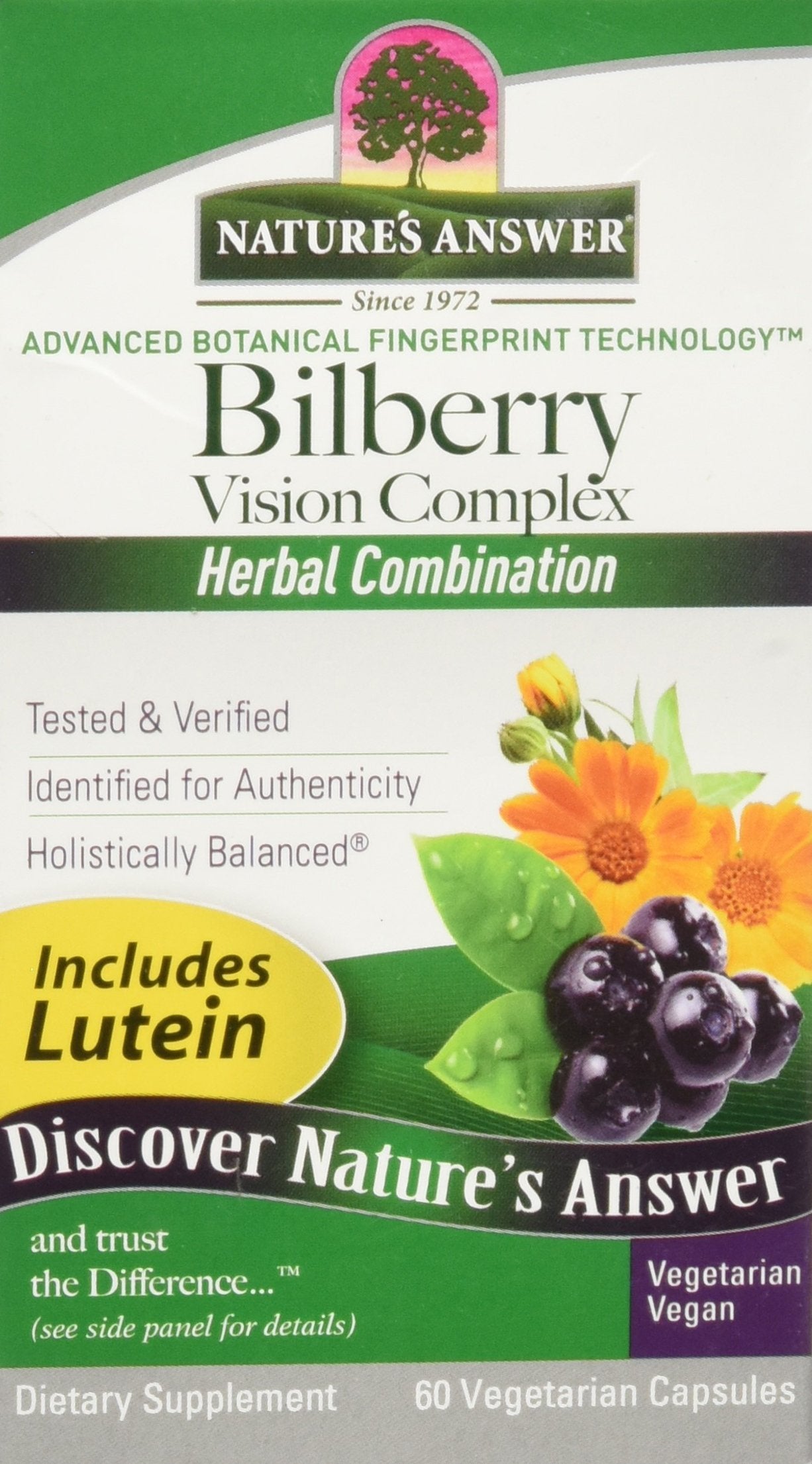 Nature's Answer Bilberry Vision Complex Vegetarian Capsules, 60-Count