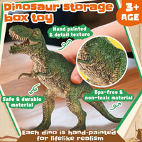 Thumbnail for Zippytots Dinosaur Toys for Kids 3-5-7-14 Realistic Plastic Dinosaur Figures with Metal Storage Box & Learning Booklet - Educational Dino Figure Toys for Boys Girls Toddlers