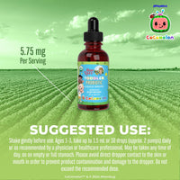 Thumbnail for MaryRuth Organics Cocomelon Toddler Probiotic Liquid Drops | Kids Probiotics for Ages 1-3 | 5 Probiotic Strains | 150 Billion CFU Per Serving | USDA Organic | Sugar Free | Gluten Free | 1 Fl Oz