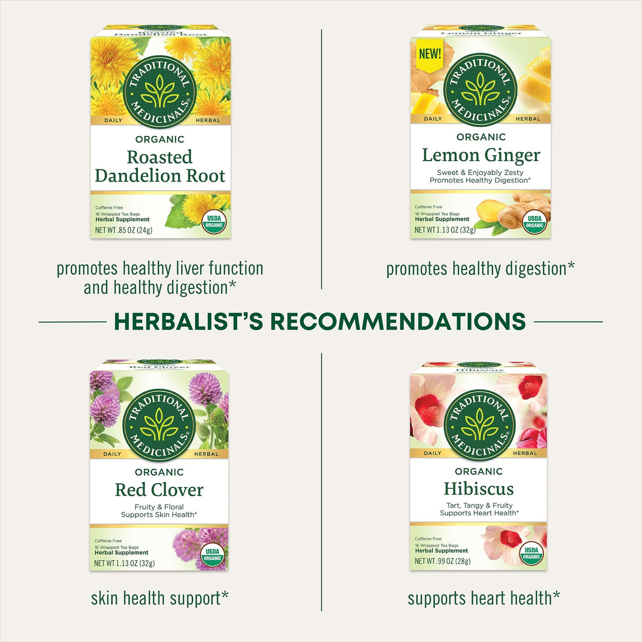Traditional Medicinals Tea, Organic EveryDay Detox Lemon, Supports Healthy Skin & Liver Function, Detox, Kosher, Non-GMO, Caffeine-Free, Compostable - 96 Tea Bags (Pack of 6)