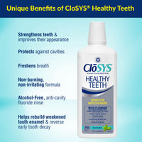 Thumbnail for CloSYS Silver Healthy Teeth Anti-Cavity Oral Rinse, 32 Fl Oz, Fluoride Mouthwash For Adults, Non-Burning, Non-Irritating