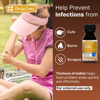 Thumbnail for De La Cruz 2% Iodine First Aid Antiseptic, Made in USA 1 FL OZ (1 Bottle)