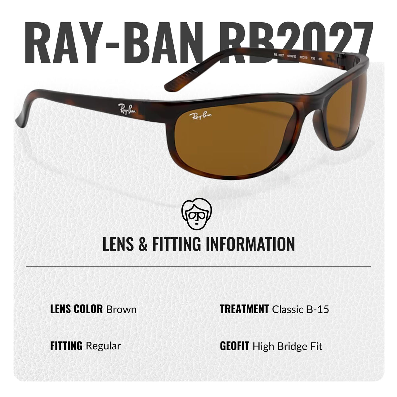 Ray-Ban RB2027 PREDATOR 2 Rectangle Shaped Non-Polarized Sunglasses for Men & Women – Includes Official RAYBAN Eyewear Kit – Ideal Formal & Casual Wear Sunglasses – B-15 Brown Lens
