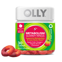 Thumbnail for OLLY Metabolism Gummy Rings, Apple Cider Vinegar, Vitamin B12, Chromium, Energy and Digestive Health, Chewable Supplement, Apple Flavor - 30 Count