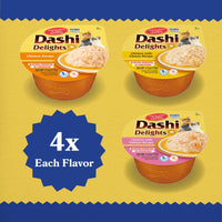 Thumbnail for INABA Dashi Delights for Cats, Shredded Chicken with Bonito Flake Broth, 2.5 Ounce Cup, 12 Cups Total, Chicken Variety